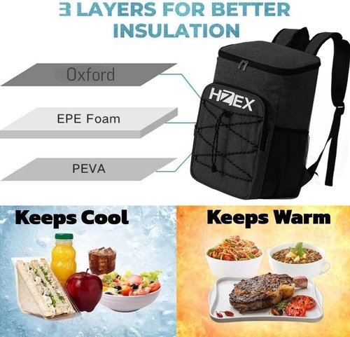 HZEX 25L Insulated Cooler Backpack – Leak Proof Travel Back Pack Cooler for Hiking, Camping, Beach, Picnic & Outdoor Adventures – Large Capacity Soft Cooler Bag for Men & Women, Keep Food - Drink Cold