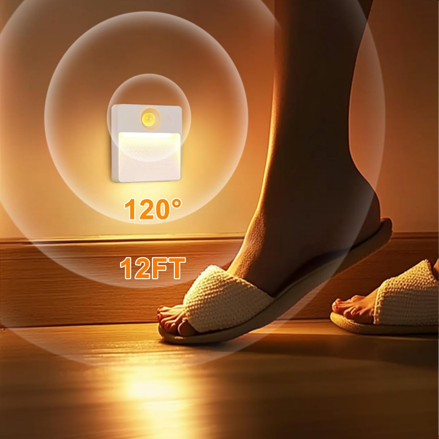 Rechargeable Motion Sensor Stair Lights - 8 Pack RGBW Battery Operated Night Lamps for Indoor Use