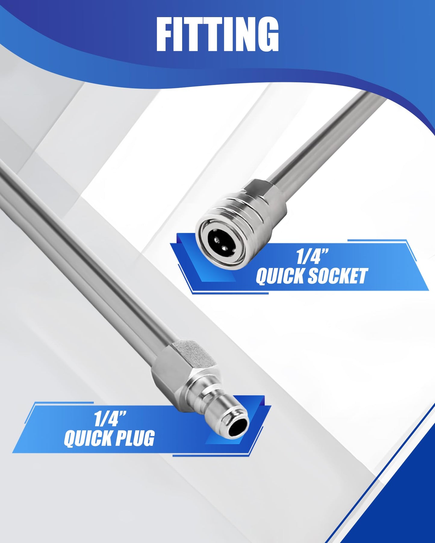 DANCINGBOAR Pressure Washer Extension Wand, 17 Inch Stainless Steel power washer extension wand with 1/4" Quick Connect, Compatible with Foam Cannon for Car Wash and Gutter (2 Pack)