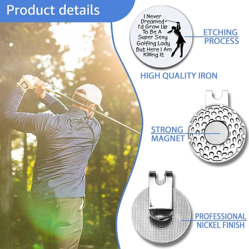 GEYGIE I Never Dreamed I'd Grow UP to Be A Super Sexy Golfing Lady Golf Ball Marker with Magnetic Hat Clip, Funny Golf Accessories Gifts for Women, Golf Gifts for Woman, Gift for Woman Golf Fan
