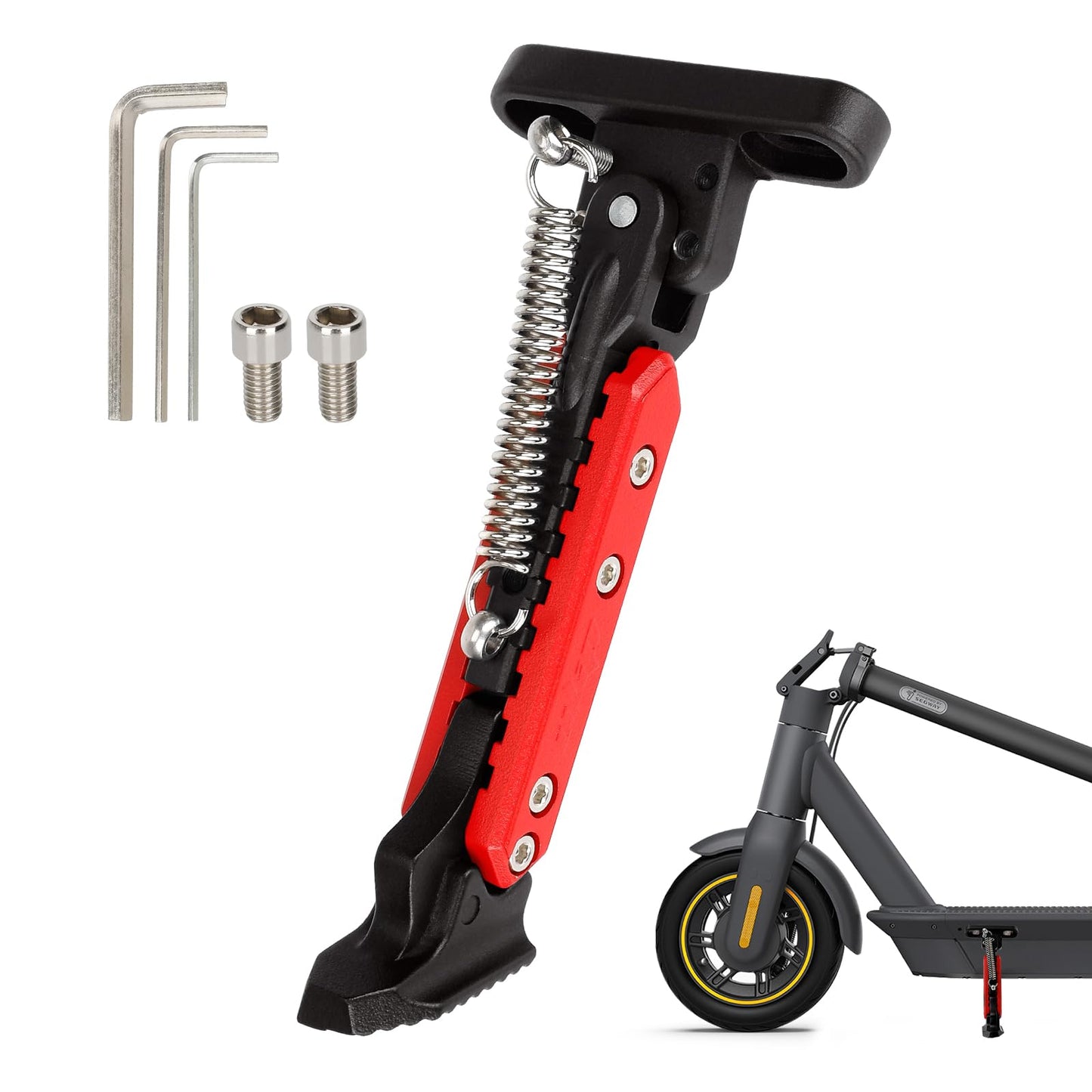 LUCK4U Scooter Kickstand Parking Stand Feet Support Replacement Part Compatible for Max G30/Max G30LP Electric Scooter Black-red