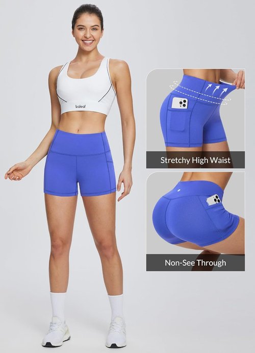 Baleaf Women's High Waist Biker Shorts - Comfortable Spandex Workout Shorts with Pockets | 8"/5"/3" Options