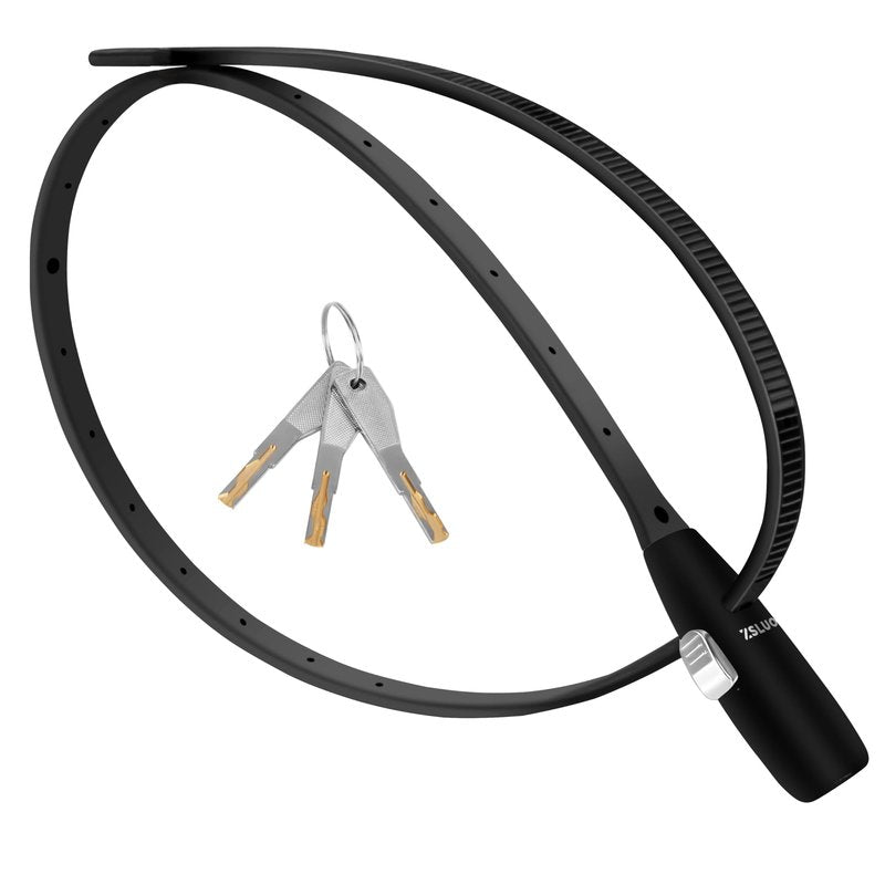 Zip Tie Lock - 3 Universal Key, 30-inch All-Weather Stainless Steel Adjustable Bike Lock, Suitable for Doors, Strollers, Suitcases, Refrigerators, and Fences (1 Pack, Black)
