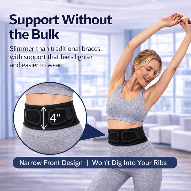 TitanGuard Breathable Thin Back Brace for Women, Adjustable Lower Back Support Belt for Everyday Pain Relief, Slim Low-Profile Lumbar Brace with Gentle Compression, Comfortable Under Clothes