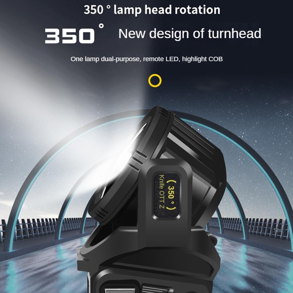 LETOUR 1450000 L Spotlight, Rechargeable Led Spotlight Flashlight with 350° Rotate Head, 9 Modes Super Bright Spot Lights Outdoor Handheld, IPX6 Waterproof Solar Flashlight for Emergencies,XX-Large