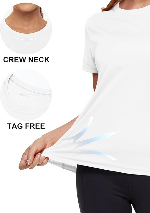 MAGCOMSEN Women's Athletic Workout Tops - UPF 50+ Quick Dry Short Sleeve Sun Protection Shirt