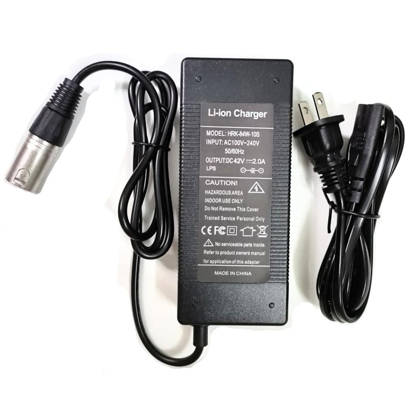 [Verified Fit] 42V 2A Charger 3-Pin XLR, for Heybike Cityscape, Ecotric Starfish Dolphin Peacedove 20", Swagtron eb6 Fat- tire and More 36V Lithium Battery Power Supply Cord