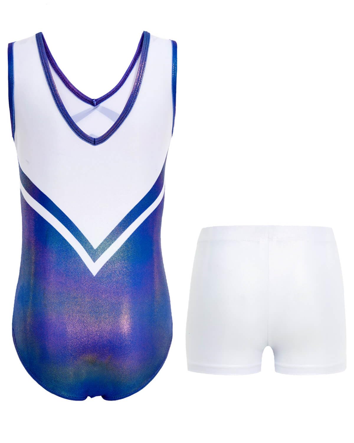 JiAmy Gymnastics Leotards for Girls with Shorts Sparkly Ballet Dance Outfit Activewear for Girls 5-10 Years