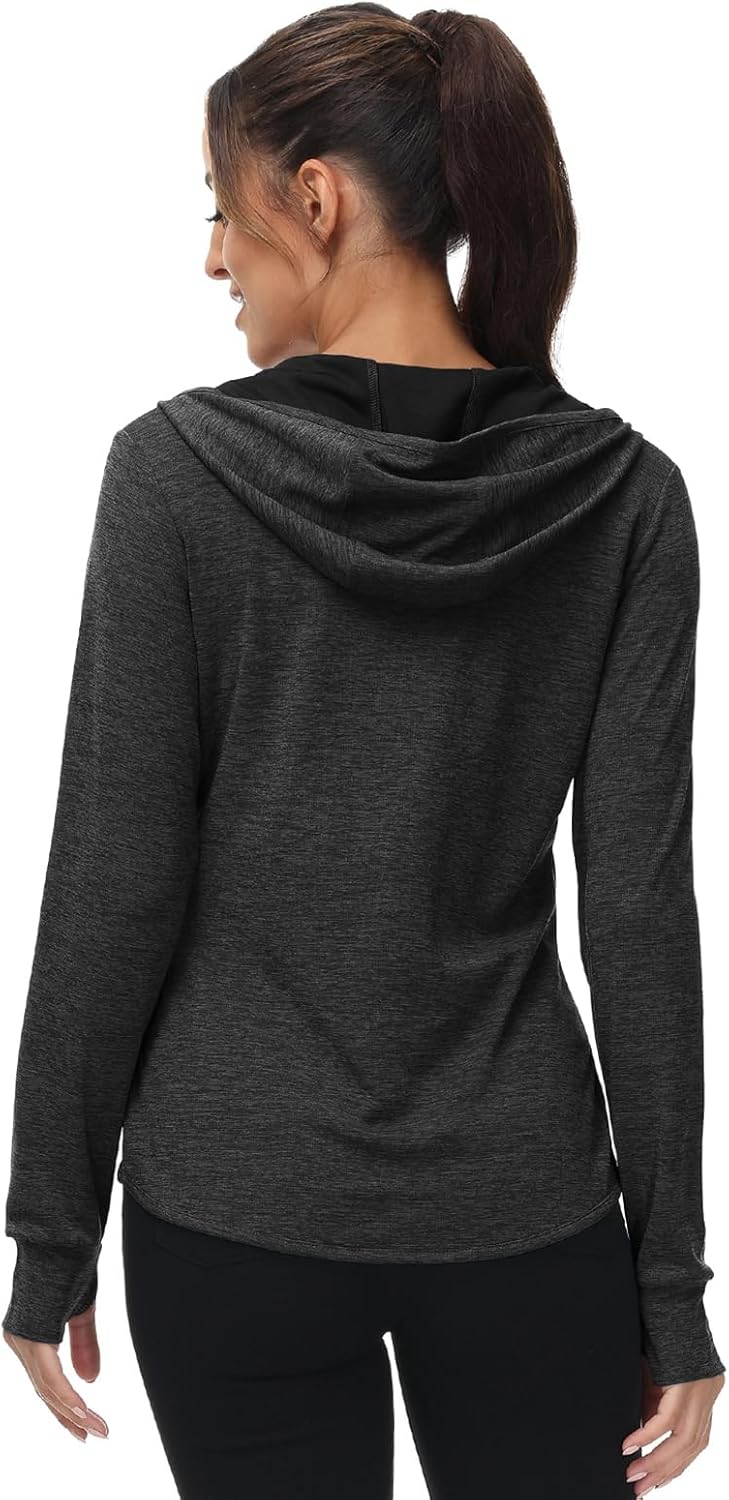 TBMPOY Women's Sun Protection Hoodie - UPF 50+ Lightweight Long Sleeve Jacket for Hiking | Outdoor Full Zip Top