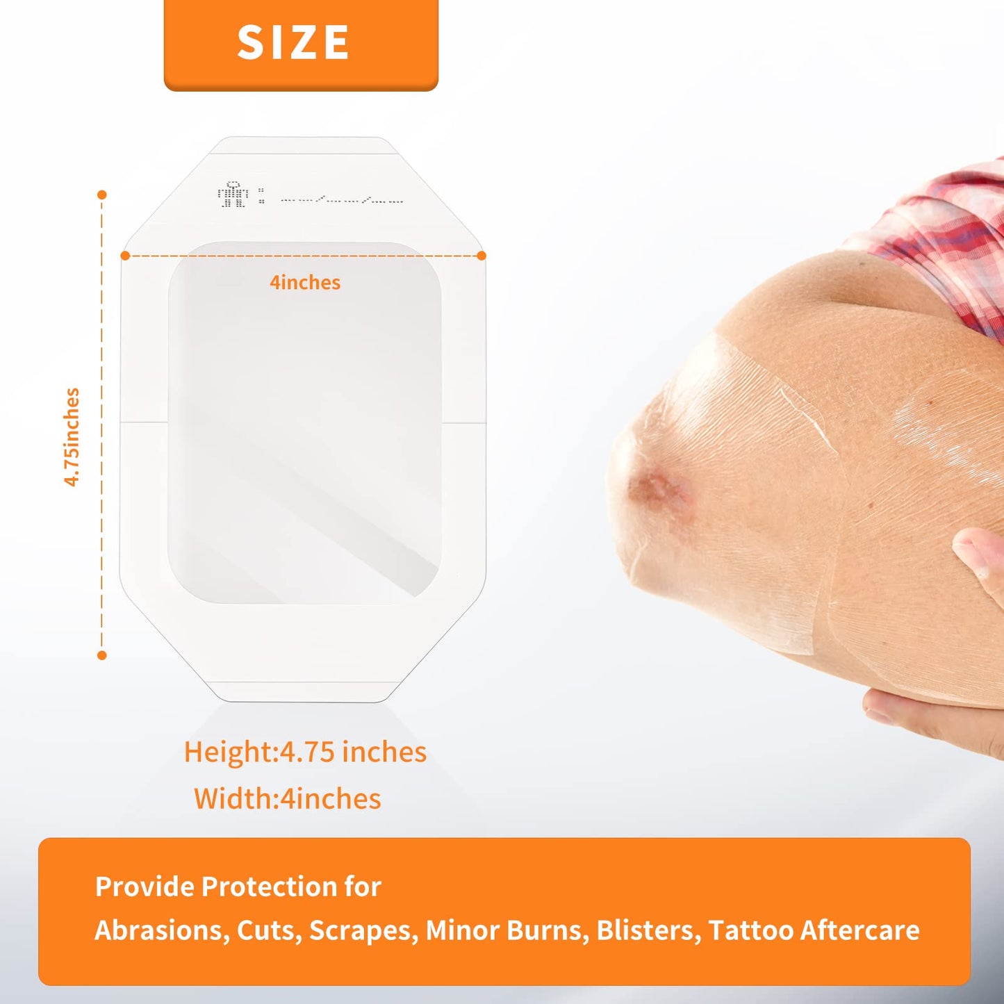 EalionMed Transparent Film Dressing, Waterproof Wound Bandage, Adhesive Patch, 2.75'' W X 2.36'' L, 100 Pack, Clear, Breathable, Comfortable, Shower Shield, Tattoo Aftercare.