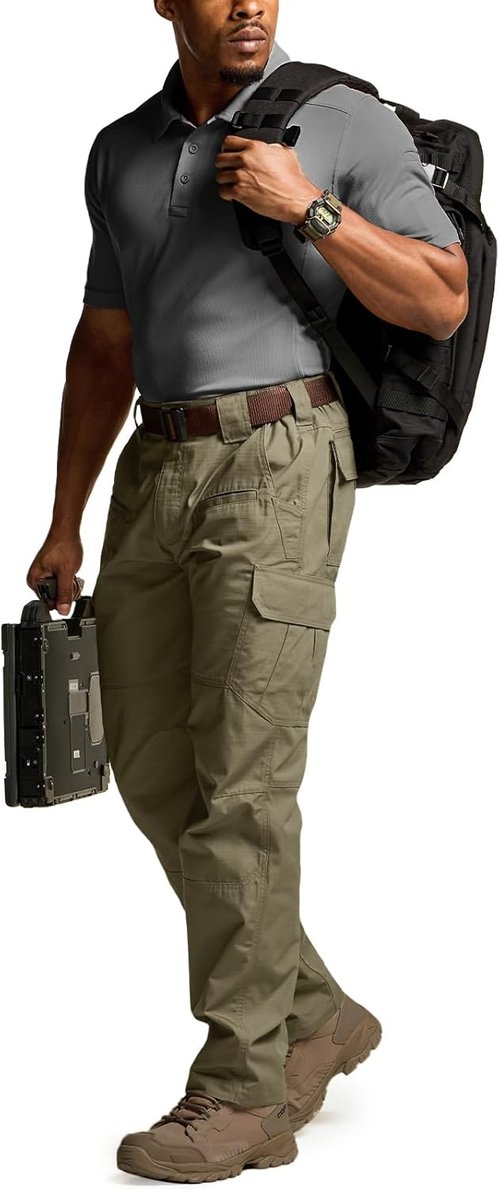CQR Men's Tactical Pants - Lightweight Water-Resistant Ripstop Cargo for Outdoor Hiking & Work