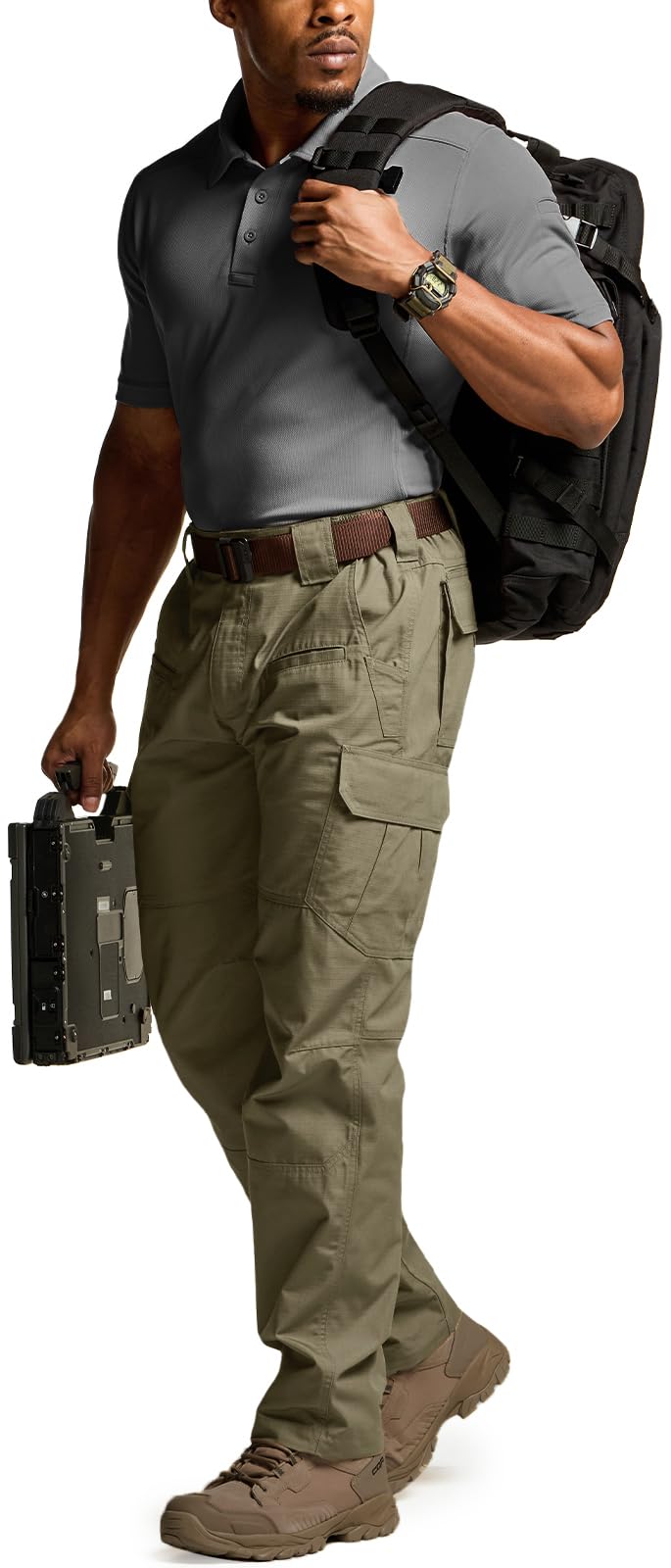 CQR Men's Tactical Pants, Water Resistant Ripstop Cargo Pants, Lightweight EDC Work Hiking Pants, Outdoor Apparel, Raider Soil Green, 36W x 36L