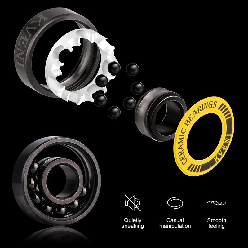 KVENI ABEC 9 Skateboard Bearings - Premium 608rs Ceramic Ball Bearings with Titanium Coating - Fast Spin Longboard Bearings Set (8-Pack + Washers + Spacers)