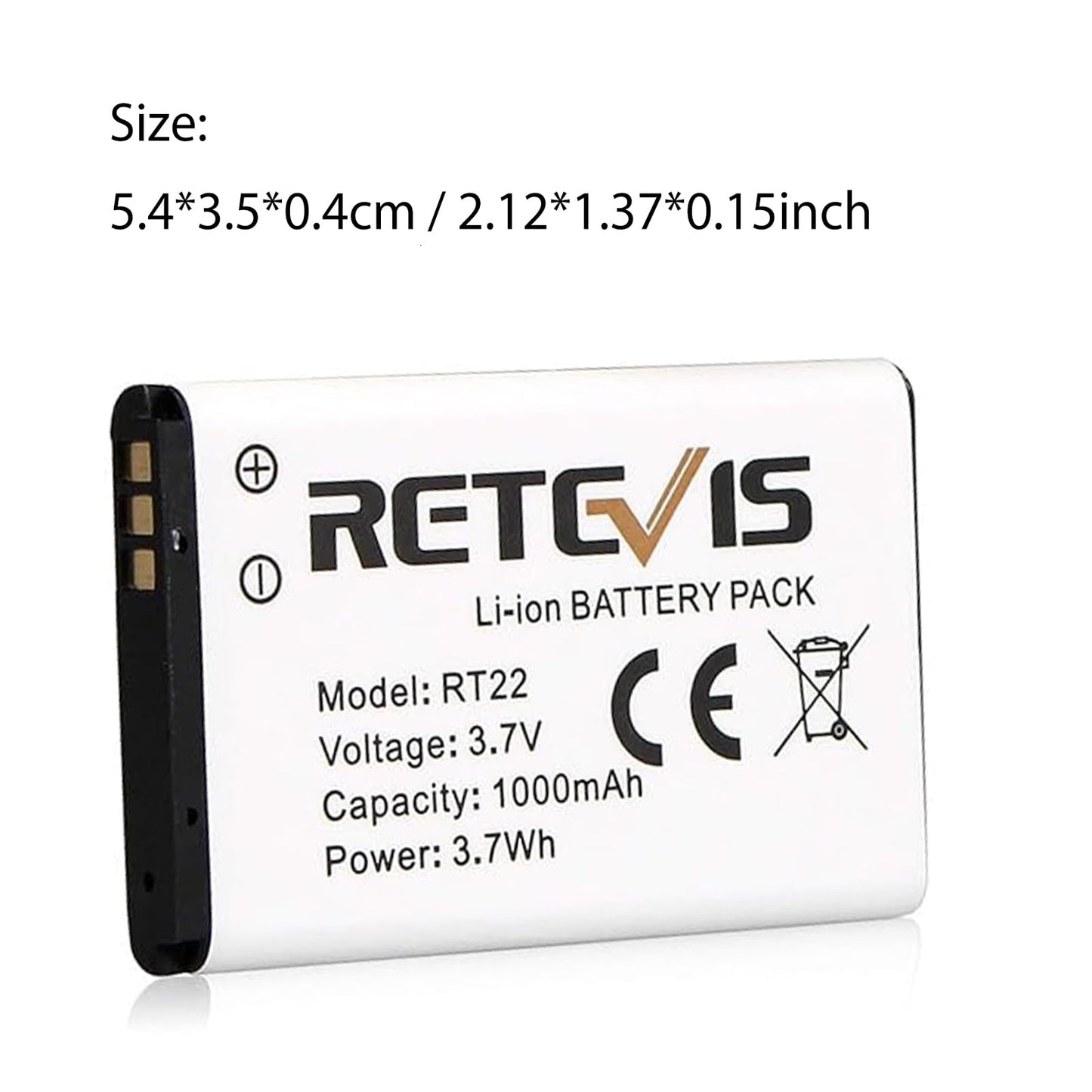 Retevis RT22 RT22S RT15 RT19 walkie talkies Battery Original 3.7V Li-ion Battery 1000mAh Compatible RT22 RT22S RT15 RT19 WLN KD-C1 Walkie Talkies (5 Pack)
