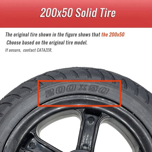 200x50mm Solid Tire Wheel, CATAZER Rubber 8 Inch Electric Scooter Tires Durable Explosion-proof Tyre Suitable 10mm Bearing (6200) E-Bike Scooter Replacement Wheels
