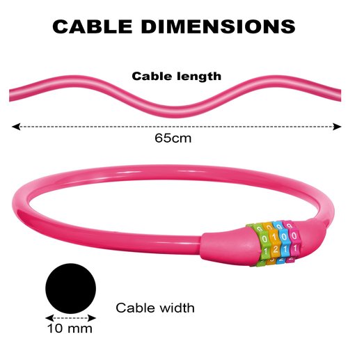 Ainiv 25 Inch Bike Lock Cable, Portable Anti Theft 4 Digits Codes Cable Locks, Resettable Combinations Coiling Bicycle Lock for Bike, Motorbike, Scooter, Skateboard, Gate, Fence (Rose Red)