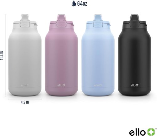Ello Hydra 64oz Half Gallon Vacuum Insulated Stainless Steel Jug - Leak-Proof Design