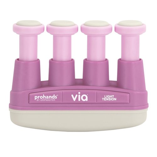 Prohands VIA Hand Exerciser, Finger Exerciser (Hand Grip Strengthener), Spring-Loaded, Finger-Piston System, Isolate and Exercise Each Finger, (4 lb Light Tension, Pink-Via)