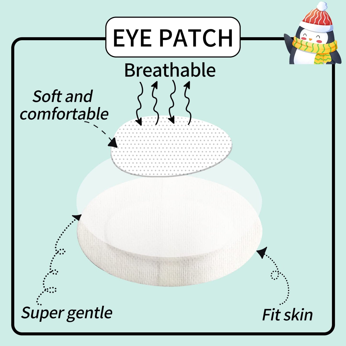 40pcs Non-Woven Eye Pads Patches Adhesive Bandages Wound Dressings for Adults
