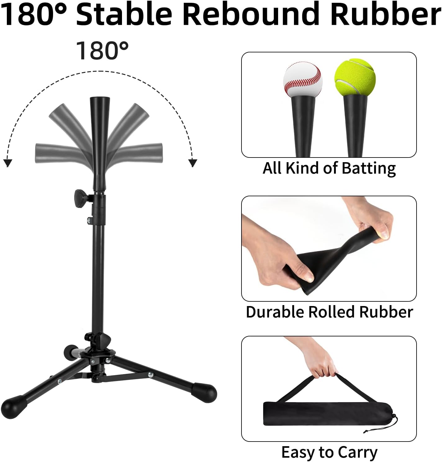 Skiennix Kids Baseball Tee - Portable & Stable Batting Tee with Carry Bag | Adjustable 20.87-31.29 Inches for Ages 3-8