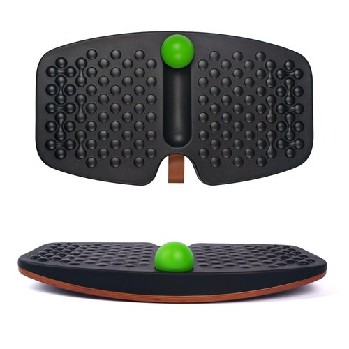 Acdet Balance Board for Standing Desk, Wooden Wobble Board with Slidable Ball for Office Work, Anti-Fatigue Foot Massage Board to Relieve Fatigue, Adult Use up to 300 lbs, Black