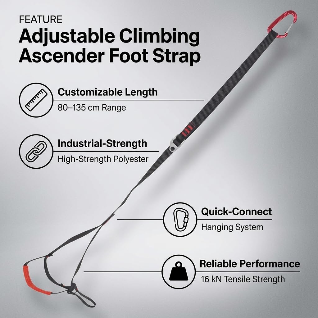 Climbing Ascender Adjustable Sling Foot Loop Ascender Webbing Sling Outdoor Mountaineering Rock Climbing Expedition Caving Aerial Work