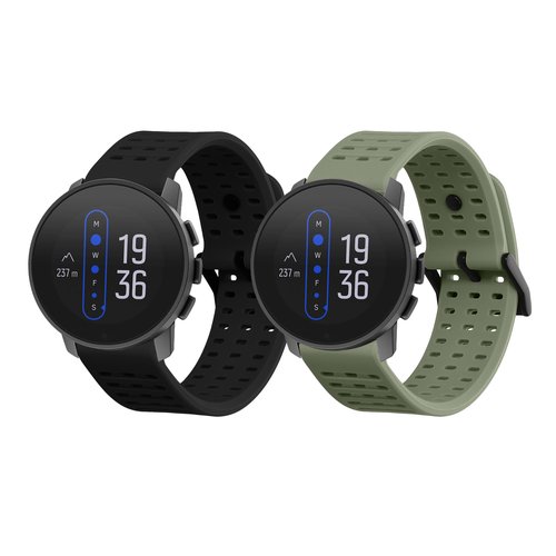 kwmobile Straps Compatible with Suunto 9 Peak Pro/ 9 peak / 5 peak/Vertical Straps - 2x Replacement Silicone Watch Bands - Black/Pastel Green