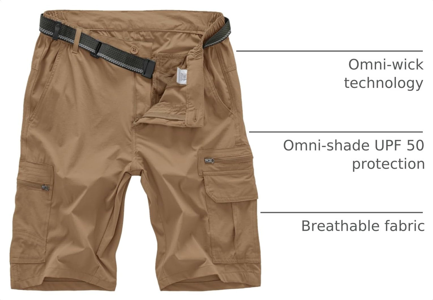 Jessie Kidden Mens Outdoor Casual Expandable Waist Lightweight Water Resistant Quick Dry Fishing Hiking Shorts (6222 Dusty Brown 34)
