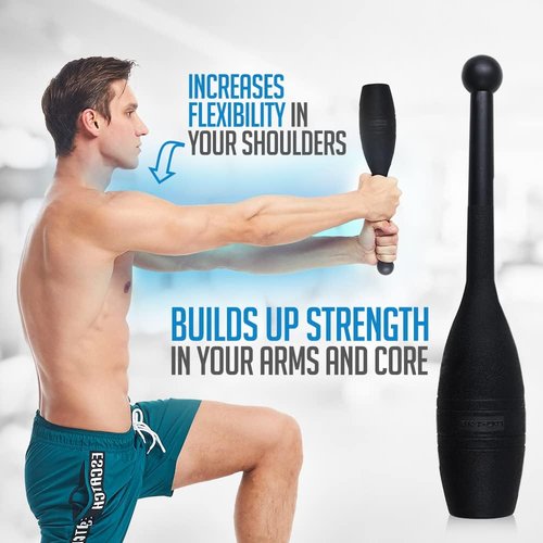 Logest Mace Exercise Club - Heavy Duty Plastic Indian Clubs | Set of 2, 1 LB & 2 LB for Strength Training & Rehabilitation