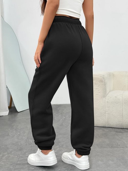 Trendy Queen Womens Sweatpants High Waisted Winter Baggy Lounge Pants Fall Active Fleece Comfy Joggers 2026 Black M