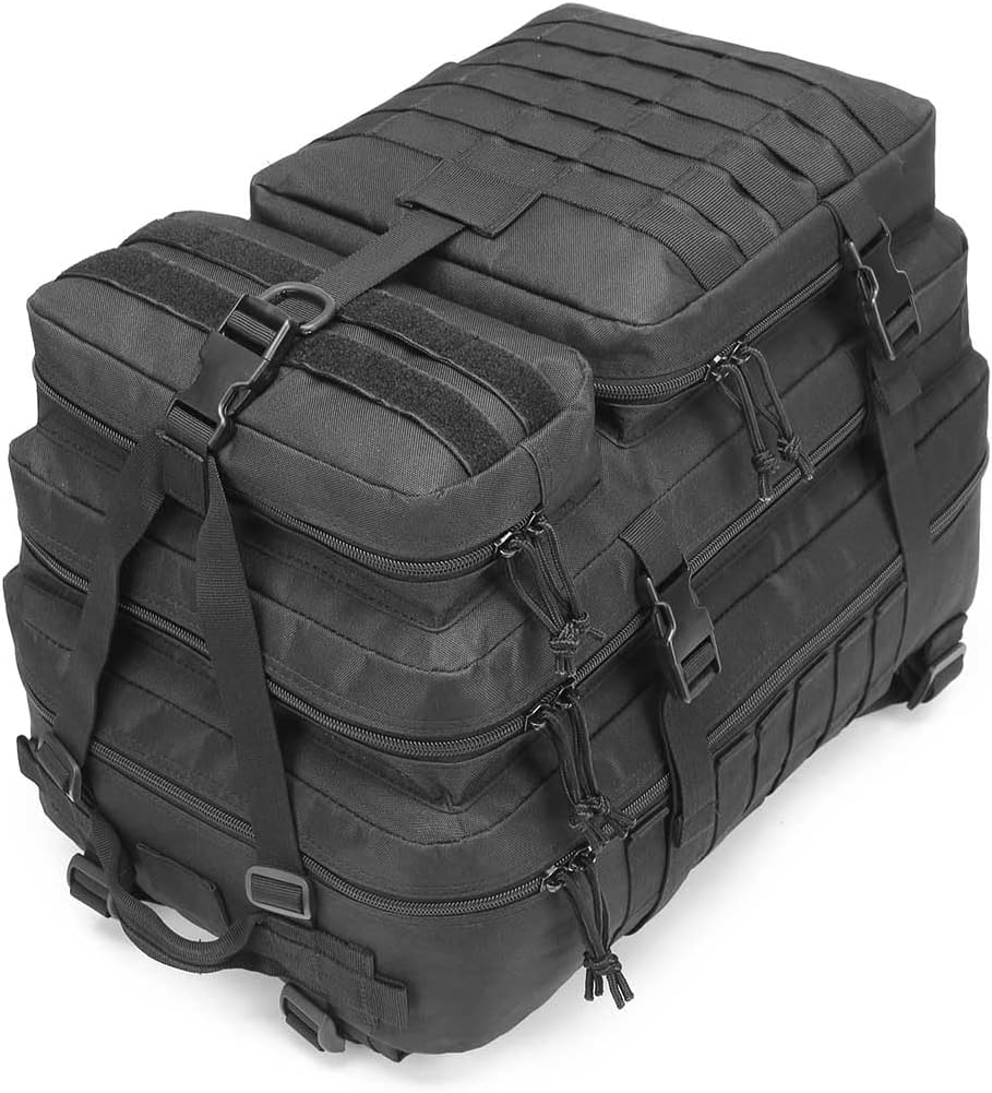Skiennix Tactical Backpack - 45L Military Gym Bag | Large 3-Day Assault Pack for Camping & Rucking (Black)