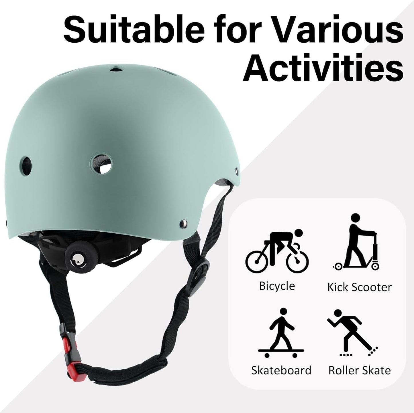 Skiennix Lightweight Adjustable Skateboard Bike Helmet - Multi-Sport Protection for All Ages