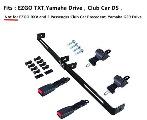 Dr.Acces Universal 2 Passenger Retractable Seat Belts and Bracket Kit for Club Car,EZGO Yamaha etc. Golf Cart