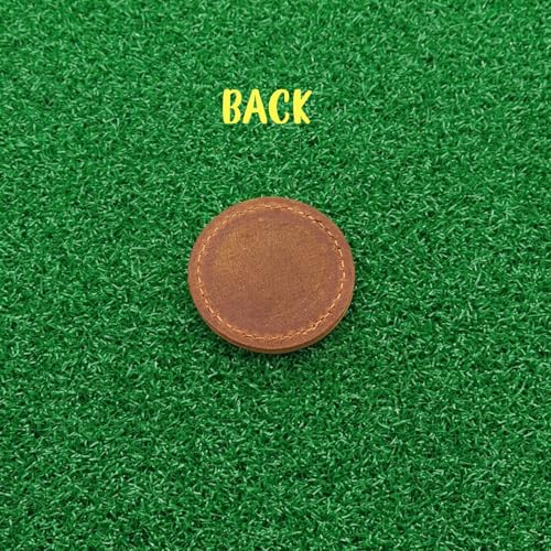 Personalized Leather Magnetic Golf Ball Marker with Hat Clip - Genuine Leather-C