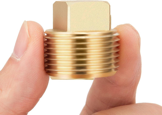 Litorange 2 PCS 3/4 Inch NPT Male Plug Fittings, Brass Cored Plug with Square Head for Boat, Gas,Drain plug etc.