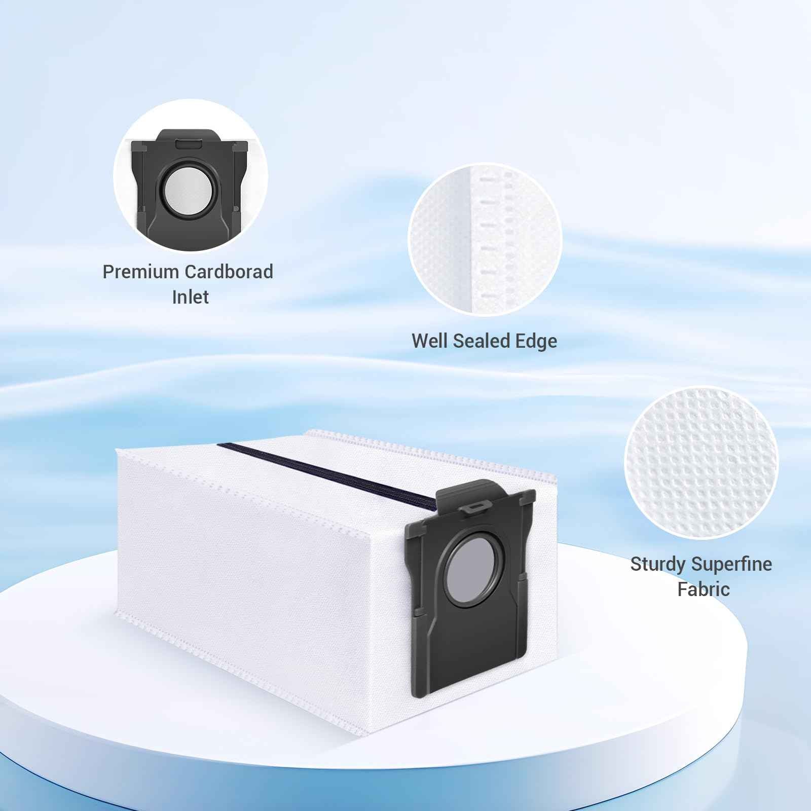 Bluearks 5Pcs for Dreame Robotic Vacuums Automatic Bag Cleaning Base, Reusable 3.2 Liter Capacity, Zipper Closure Cleans Dustbags,Compatible With Dreame Model,L10s Ultra/L20/X30/X40/X50