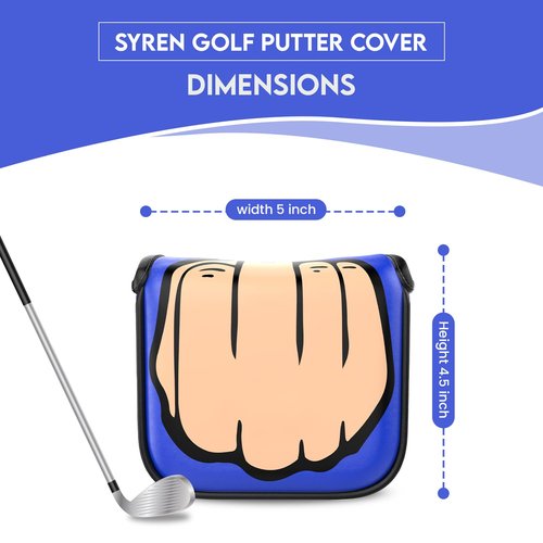Middle Finger Golf Putter Head Covers - Premium Club Protector with Magnetic Closure | Funny Men's Golf Accessories (Blue)