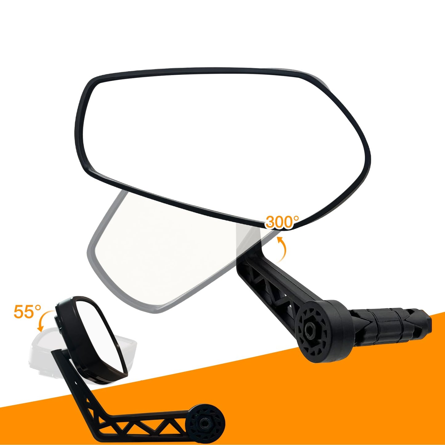 Homieway Bike Mirror for Handlebar, Bar End Bicycle Mirror, Anti-glare HD Glass Lens 360° Adjustable Rear View Mirror for E-bike, Mountain Bike, City Bikes & Scooter (Left 0.59-0.78")