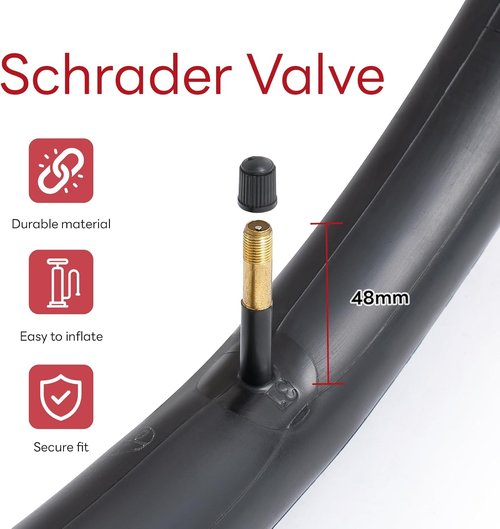 AV48mm Bike Tubes - 26" Replacement Inner Tubes for City/Road/Mountain Cycling | 2-Pack, Reliable Schrader Valve