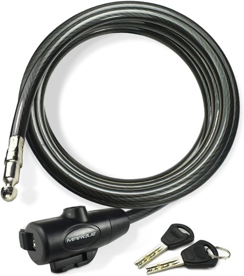 MARQUE Bike Lock with Key - Anti-Theft Security Cable for Bicycles, Scooters | 3/8” (4Ft, 7Ft, 15Ft, 25Ft) Options