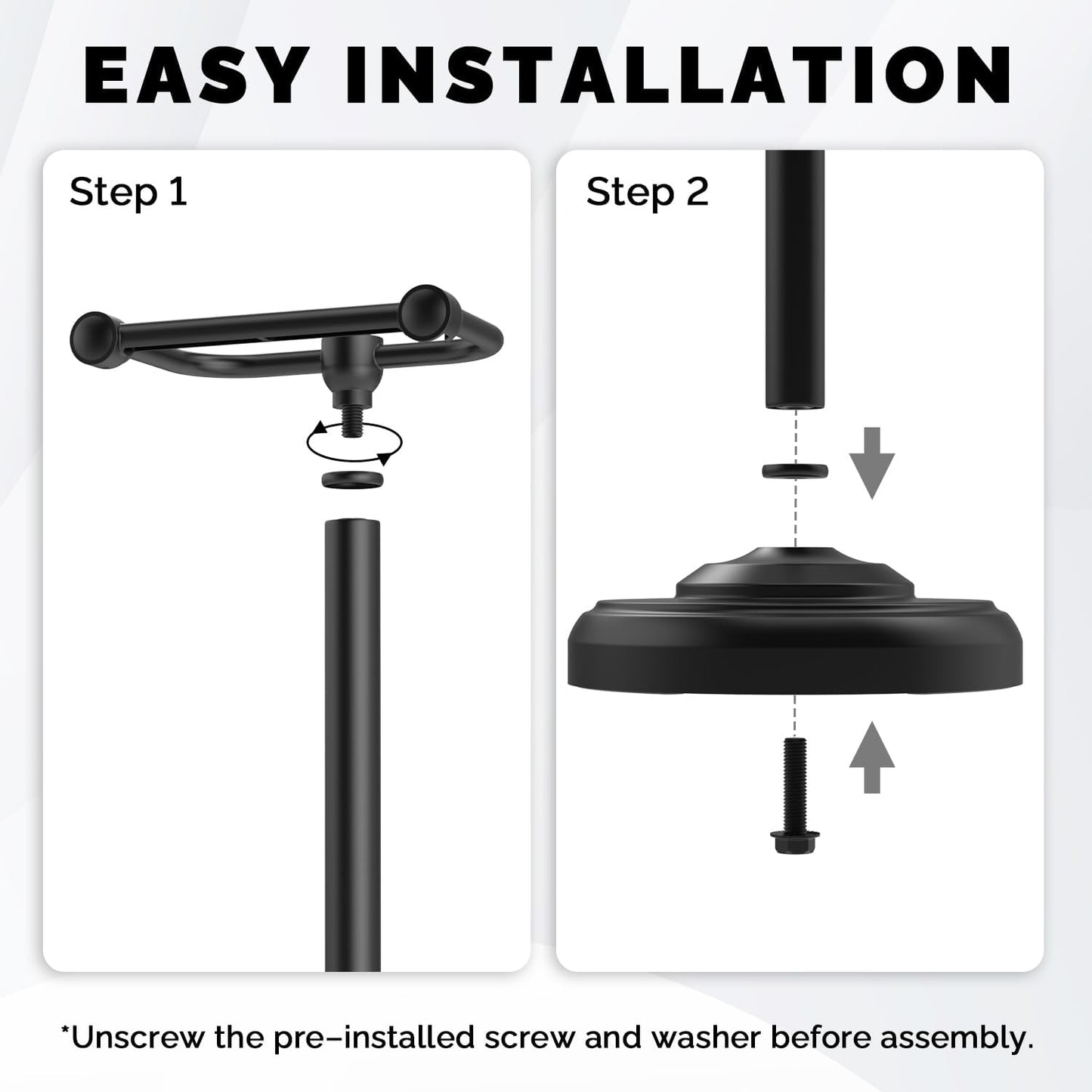 Brushed Nickel Free Standing Toilet Paper Holder with Pivoting Design & Weighted Base