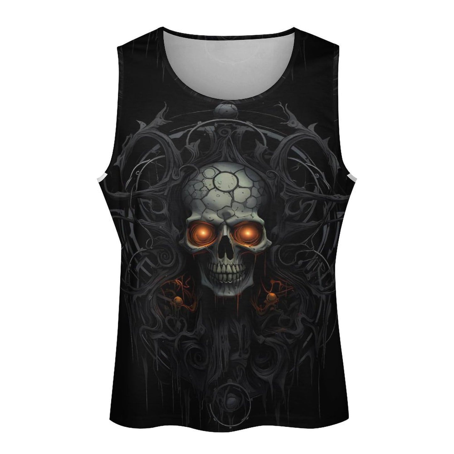 HOTYD Men's Shirts Tank Tops Skull Men Undershirts Summer Big and Tall Shirt for Men 3D Printed Vintage Graphic Sleeveless Cotton Muscle Slim Fit Shirts Black 3XL