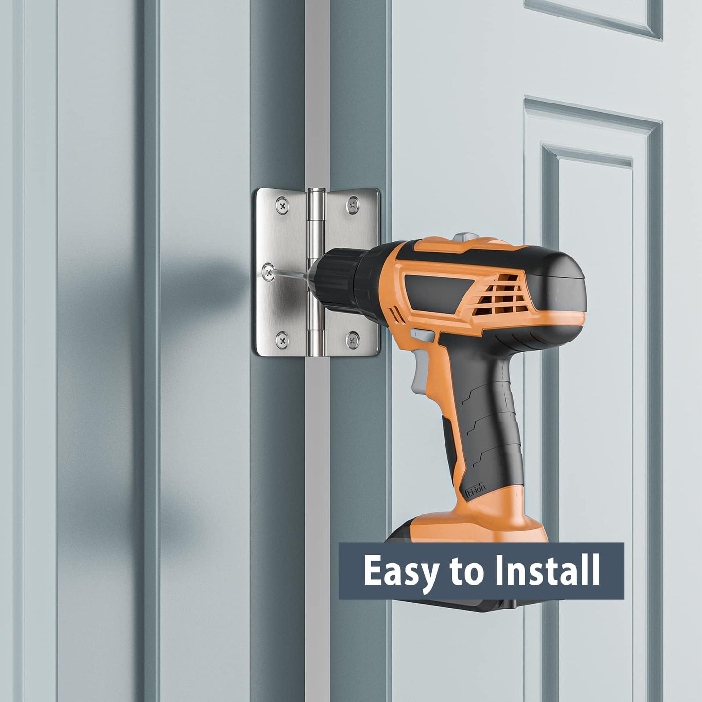 HOSOM 3 Pack Satin Nickel Door Hinges 3.5 Inch Heavy Duty Interior Door Hinge with 1/4" Radius 3-1/2 Brushed Nickel Door Hinges