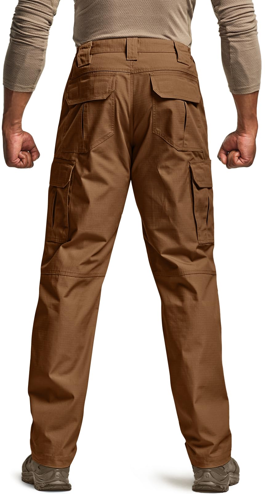 CQR Men's Tactical Pants, Water Resistant Ripstop Cargo Pants, Lightweight EDC Work Hiking Pants, Outdoor Apparel, Raider Copper Brown, 34W x 32L
