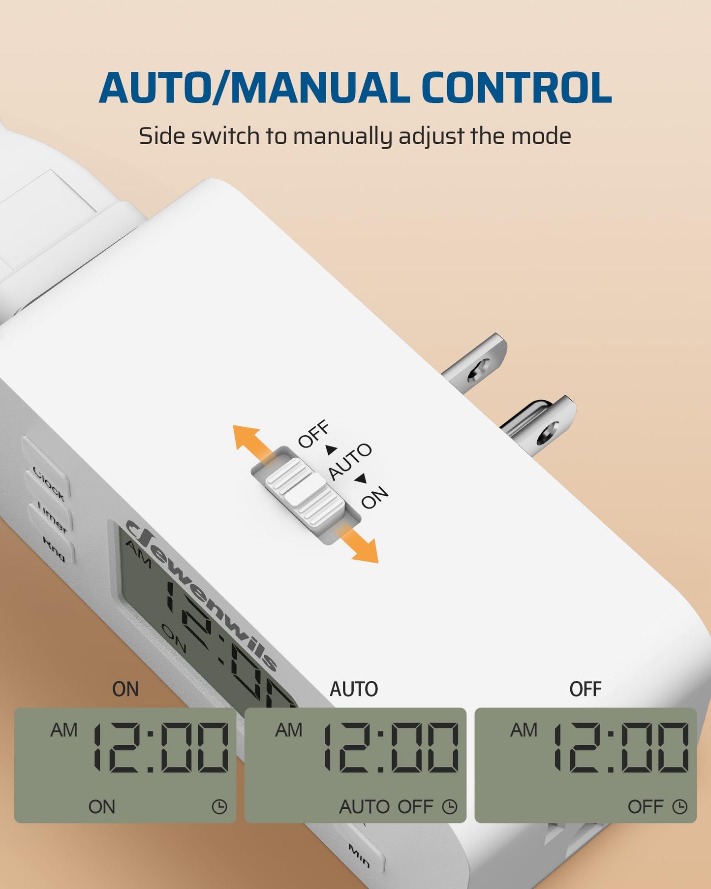 DEWENWILS 24 Hour Programmable Digital Timer Outlet, 2 Pack Timers for Electrical Outlets, Indoor Light Timers for Lamp Fan Aquarium, 2 Grounded Outlet, 125V/15A Resistive/1000W Tungsten, 3 Prong