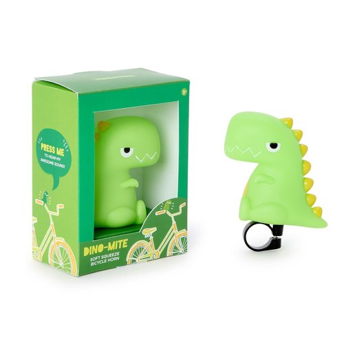 Two's Company Dino-mite Ride Dinosaur Soft Squeezable Bicycle Horn, 4.5-Inch, Plastic, Green