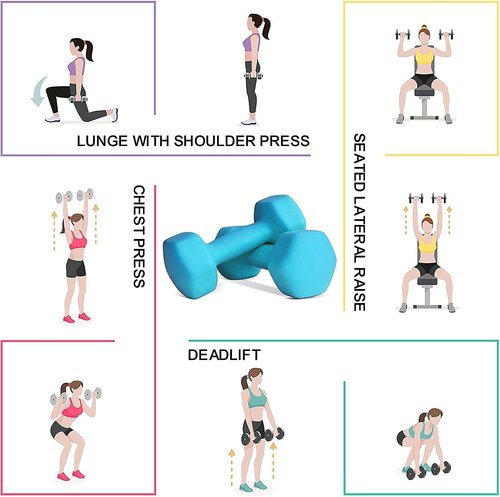 Balelinko Home Gym Equipment Workouts Strength Training Weight Loss Pilates Weights Yoga Sets Weights for Women, Men, Seniors and Youth, 12LB Blue, Pair