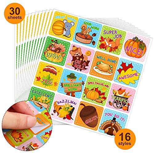 480 Pieces Fall Thanksgiving Motivational Stickers Set