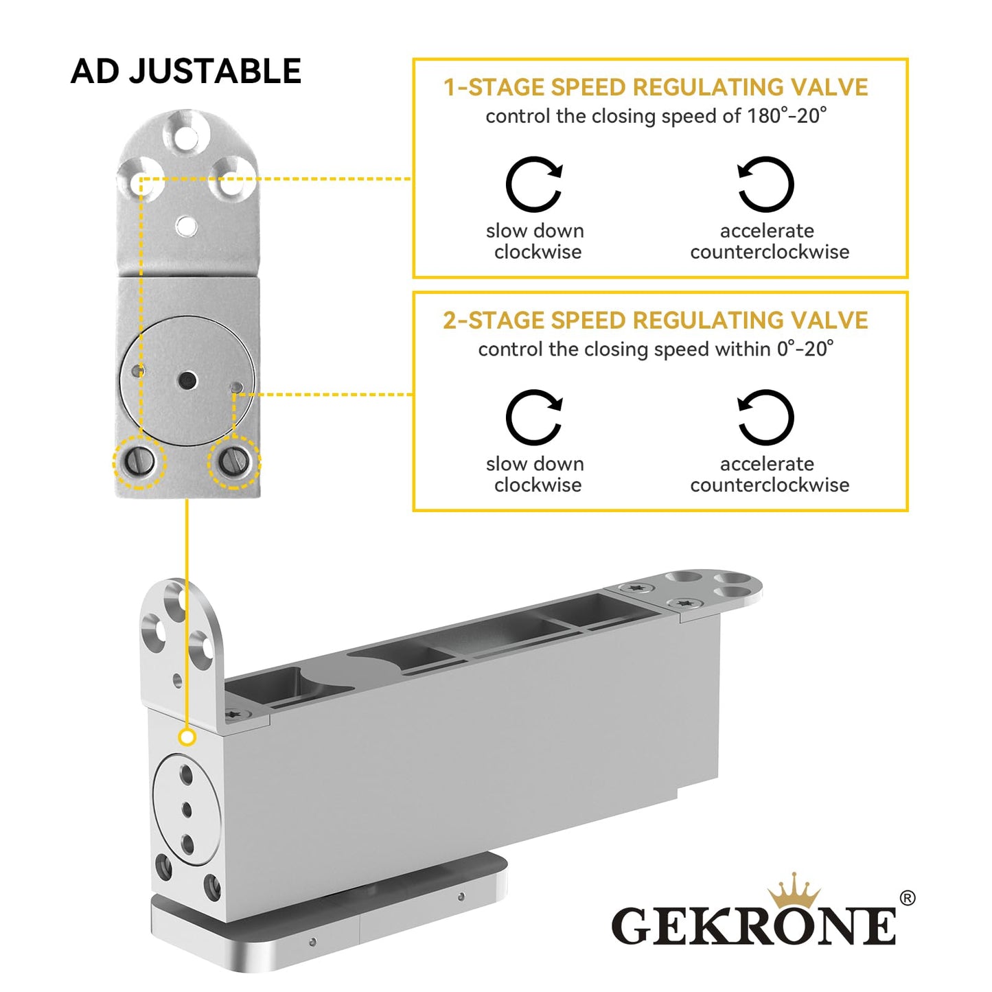 GEKRONE Self Closing Concealed Door Pivot Hinges Heavy-Duty Spring Hydraulic 360 Degree Rotation Stainless Steel Invisible Wooden Secret Hidden Door Hinge System Adjustable Speed Door Weighs 220 Lbs