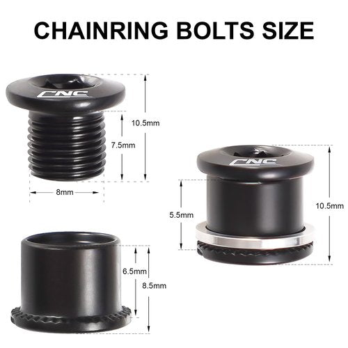 Chooee Double Chainring Bolts,M8 Steel Chain Ring Bolts Set Black